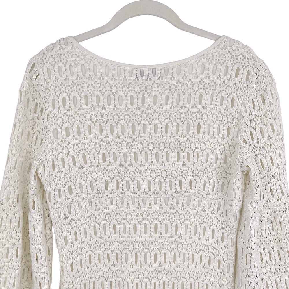 TRINA TURK Off White Cotton Eyelet Crochet Sheath Dress - Size 8 - Picture 6 of 14